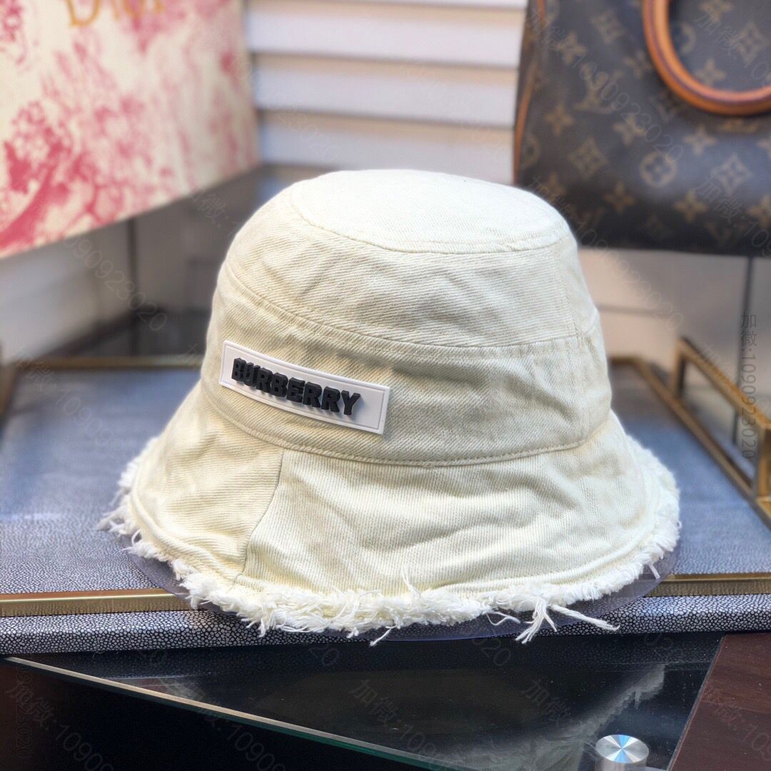 Burberry博柏利2023新款专柜款牛仔毛边百搭渔夫帽