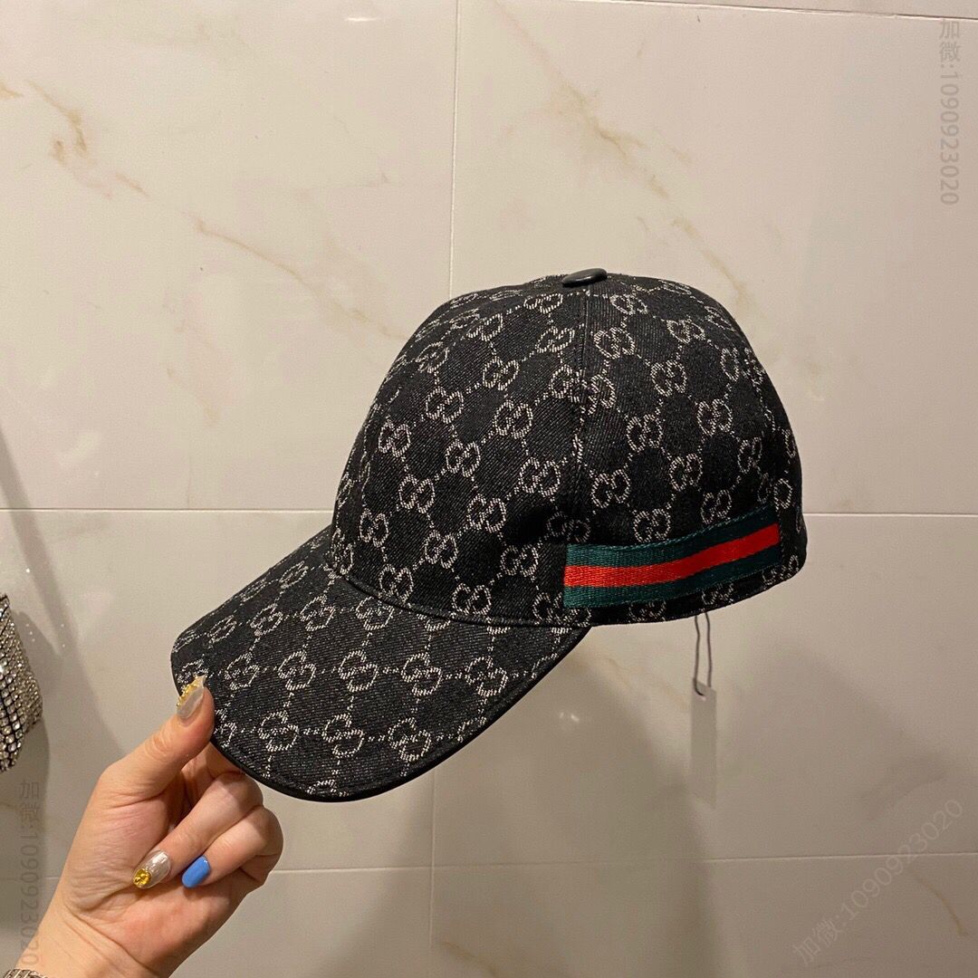 GUCCI古奇原版牛仔布料+头层牛皮男女通用棒球帽鸭舌帽