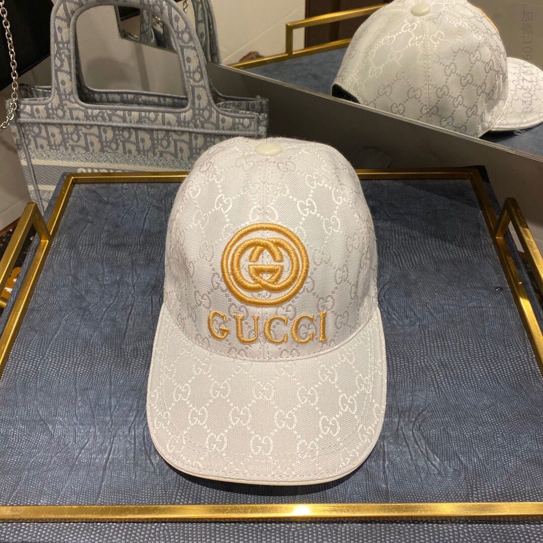 GUCCI古奇原版帆布料+头层牛皮重工金丝刺绣棒球帽鸭舌帽
