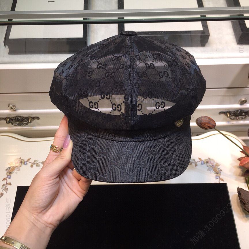 GUCCI古驰20春夏新款GG暗纹满logo八角军帽