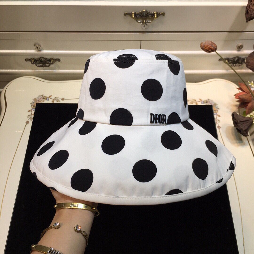 奢品品牌迪奥女士帽子 Dior迪奥波点雪纺新款渔夫帽 奢品迪奥女士帽子 