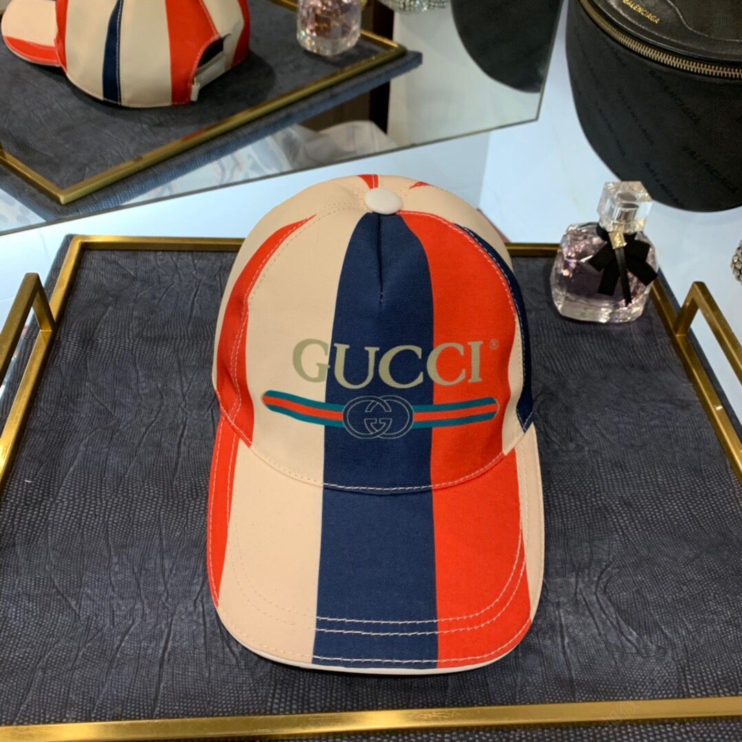 GUCCI古奇原版帆布料+头层牛皮丝印logo原单棒球帽鸭舌帽