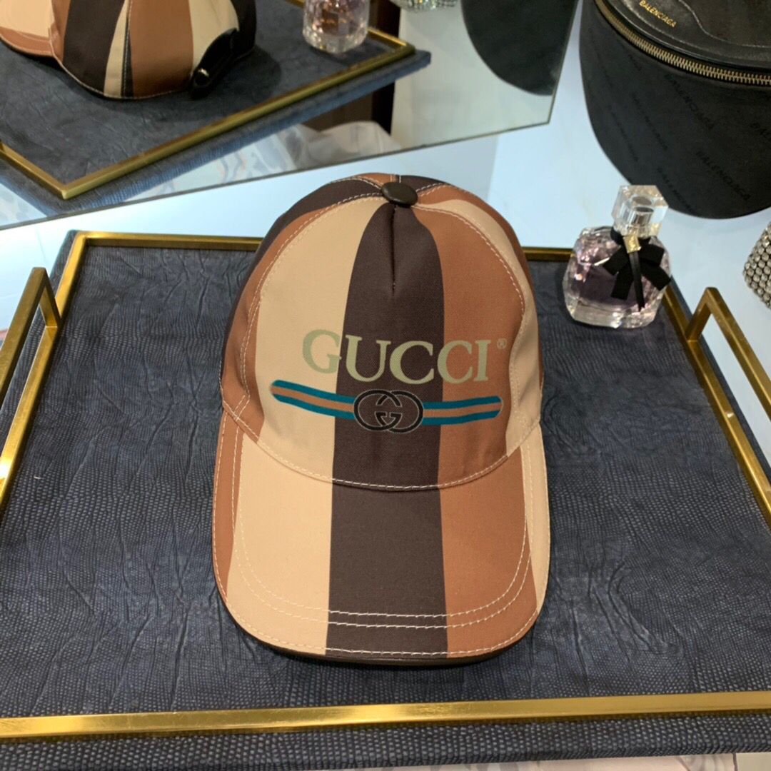 GUCCI古奇原版帆布料+头层牛皮丝印logo原单棒球帽鸭舌帽