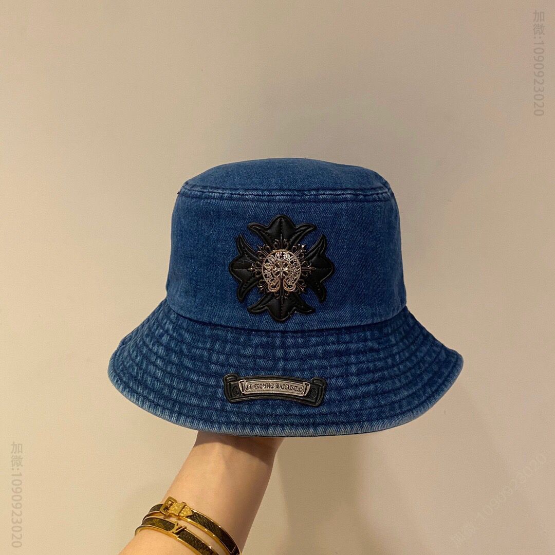克罗心新款重工洗水做旧牛仔渔夫帽