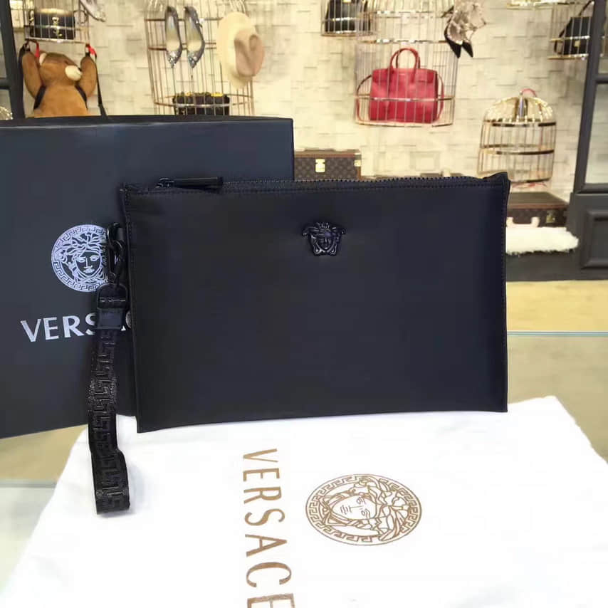 范思哲Versace17春夏新款进口帆布男士手拿包0601-3