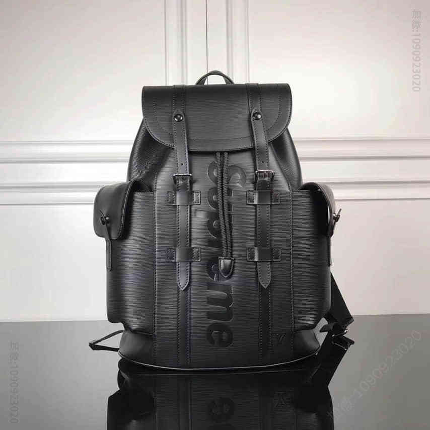 路易威登 LV M53414 限量款 supreme 黑色水波纹3D丝印 双肩包/背包