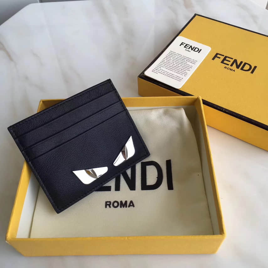 （芬迪）FENDI7M0164黑色平纹皮2JOURS罗马牛皮卡片夹