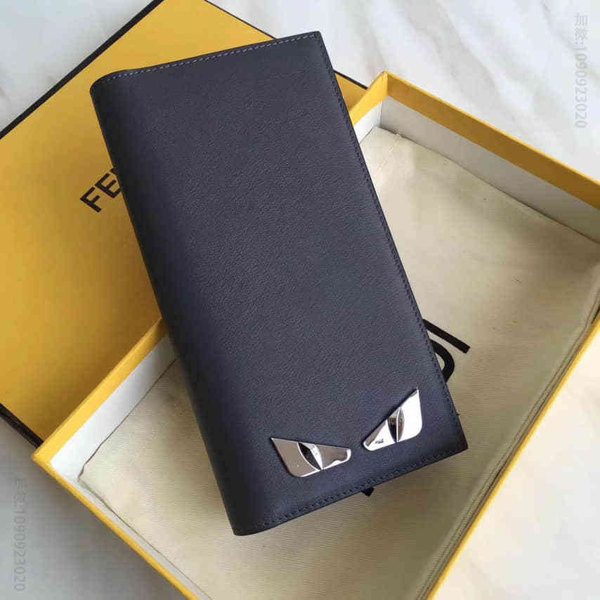 （芬迪）FENDI7M0186灰色平纹皮罗马SELLERIA长款皮夹