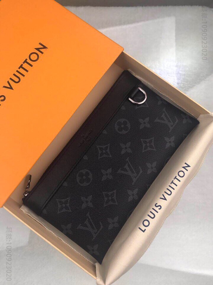 LV路易威登男士黑灰老花小号手包零钱包M44323