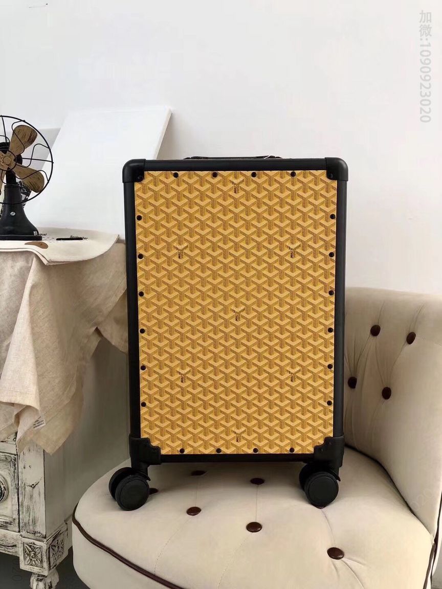 Goyard戈雅铝合金配进口PVC复古拉杆箱