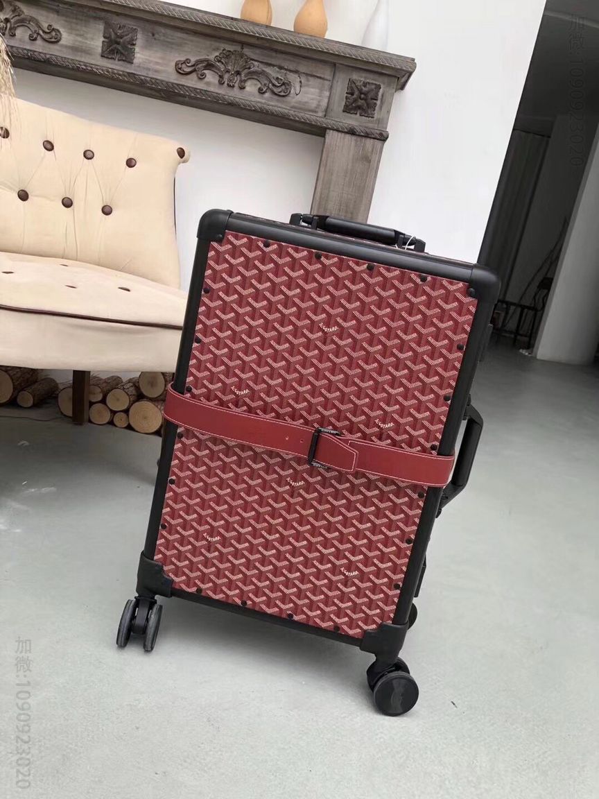 Goyard戈雅铝合金配进口PVC复古拉杆箱