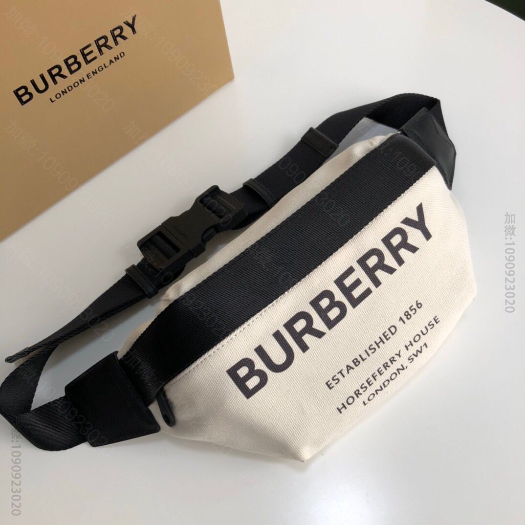 Burberry巴宝莉Horseferry印花棉质帆布腰包胸包