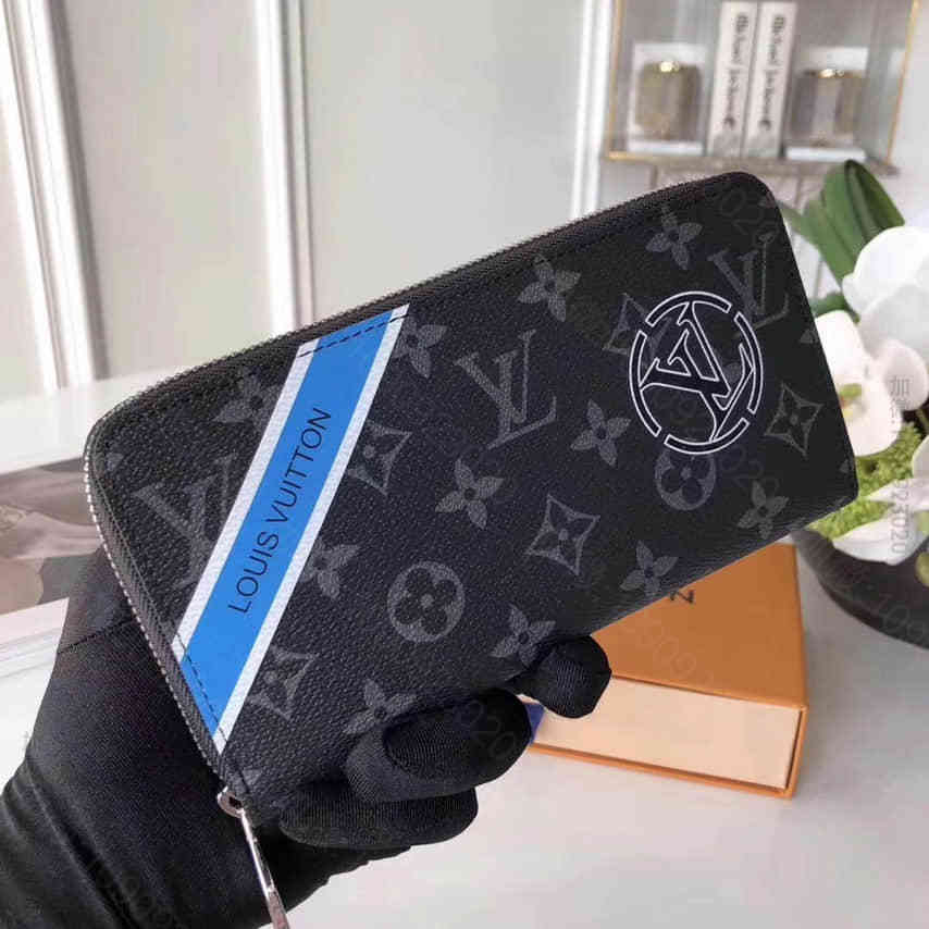 LOUIS VUITTON路易威登 LV 黑灰色丝印图案Zippy拉链钱夹 ...