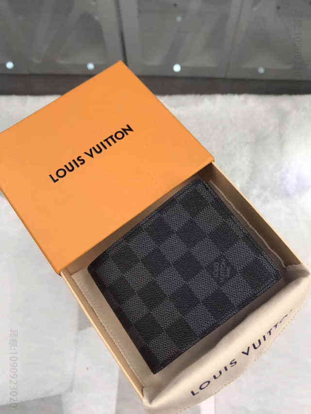 路易威登/LV Damier Graphite格纹涂层帆布Amerigo钱夹 N41635