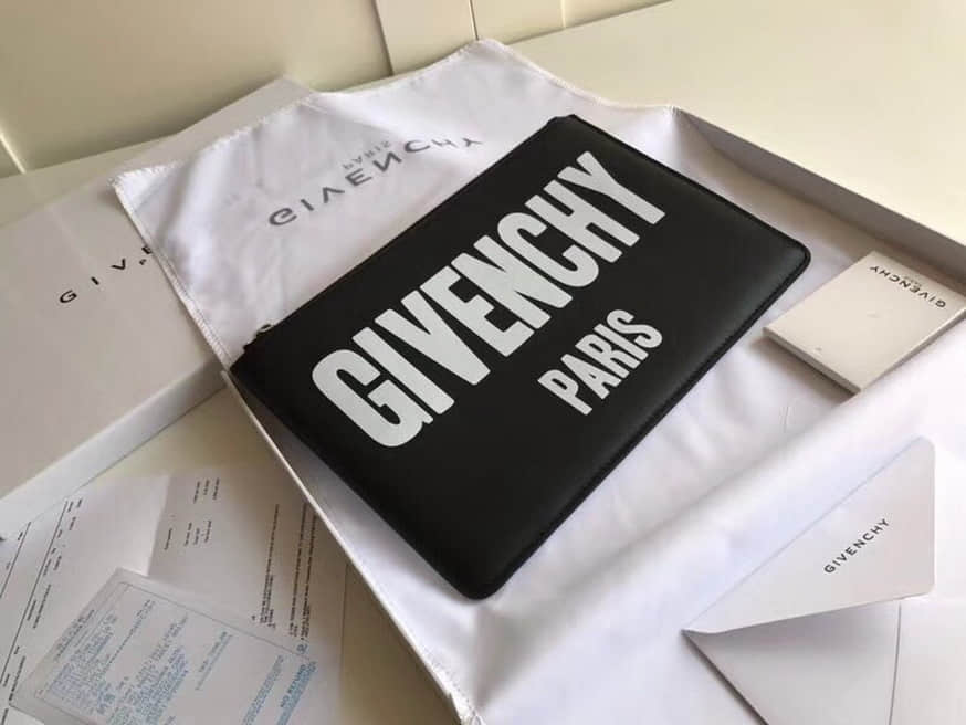 Givenchy纪梵希白色字母印花款中性全皮手包 原版纪梵希手包 
