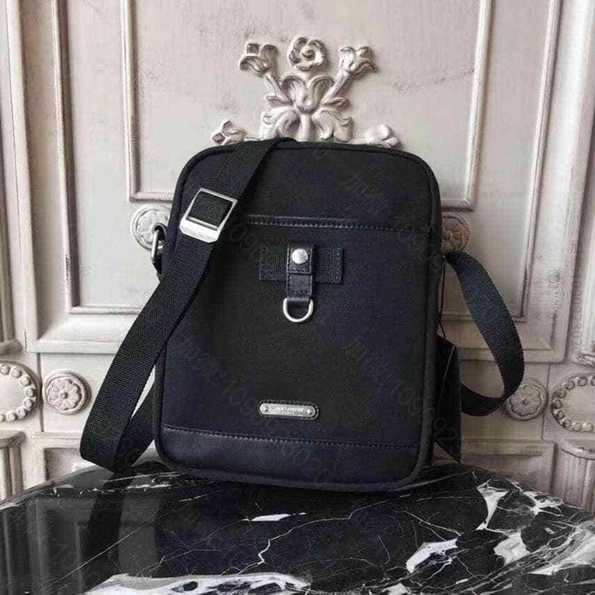 YSL（Saintlaurent）圣罗兰黑色尼龙帆布拼真皮RIVINGTON...