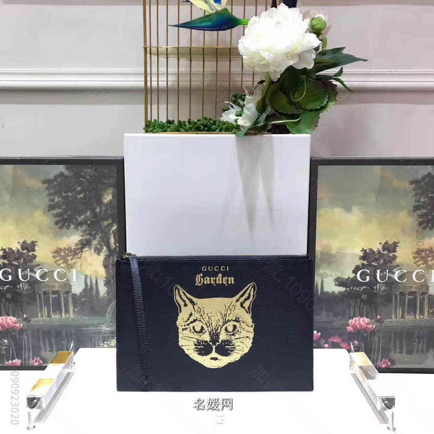 猫咪印花图案手拿包516928黑色