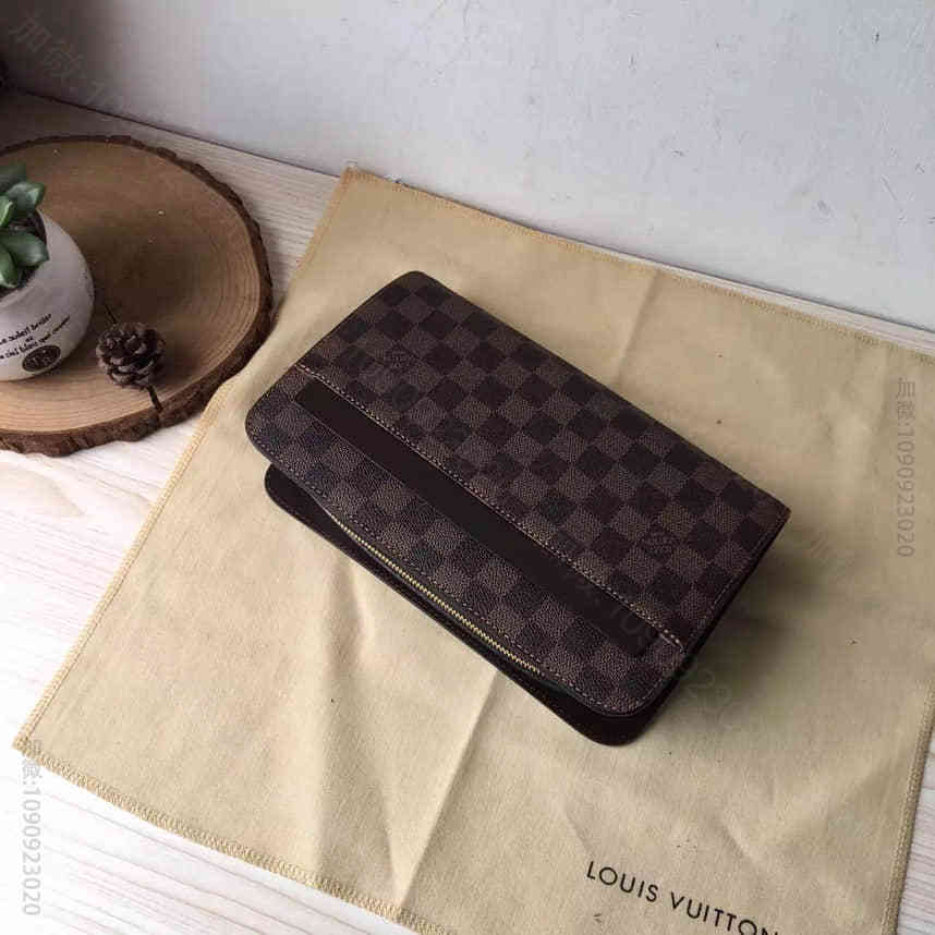 LV N51993 SAINT LOUIS男士手包 啡色棋盘格男包 高精仿包...