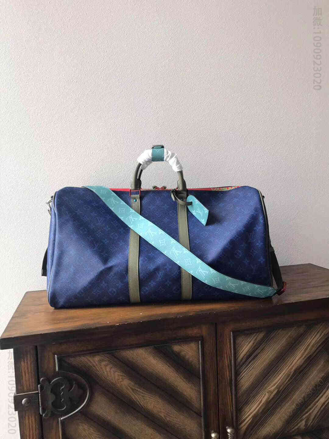 LV/路易威登 蓝色Keepall 55旅行袋