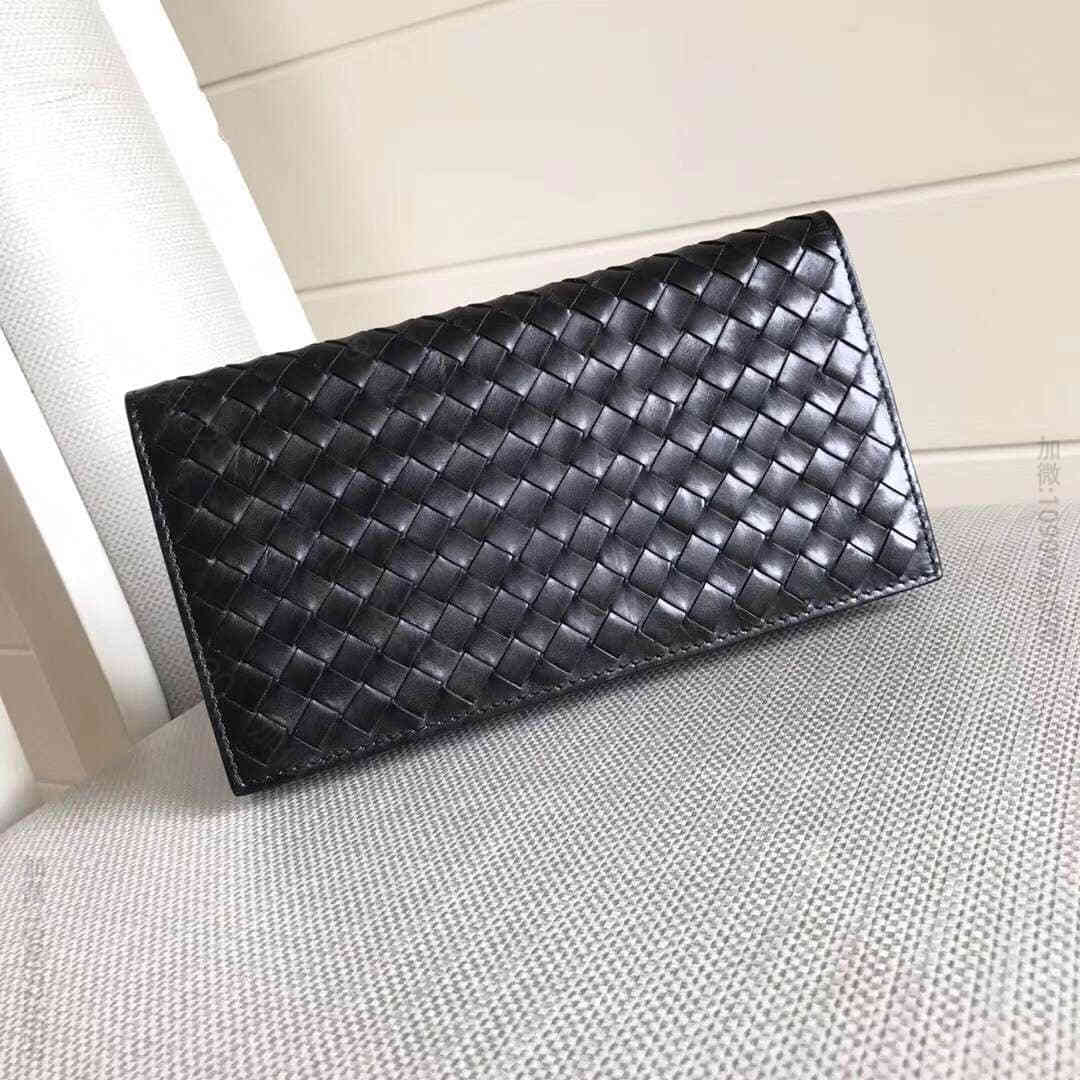 葆蝶家（BottegaVeneta）BV长款胎牛皮男士钱包(黑色)MS120...