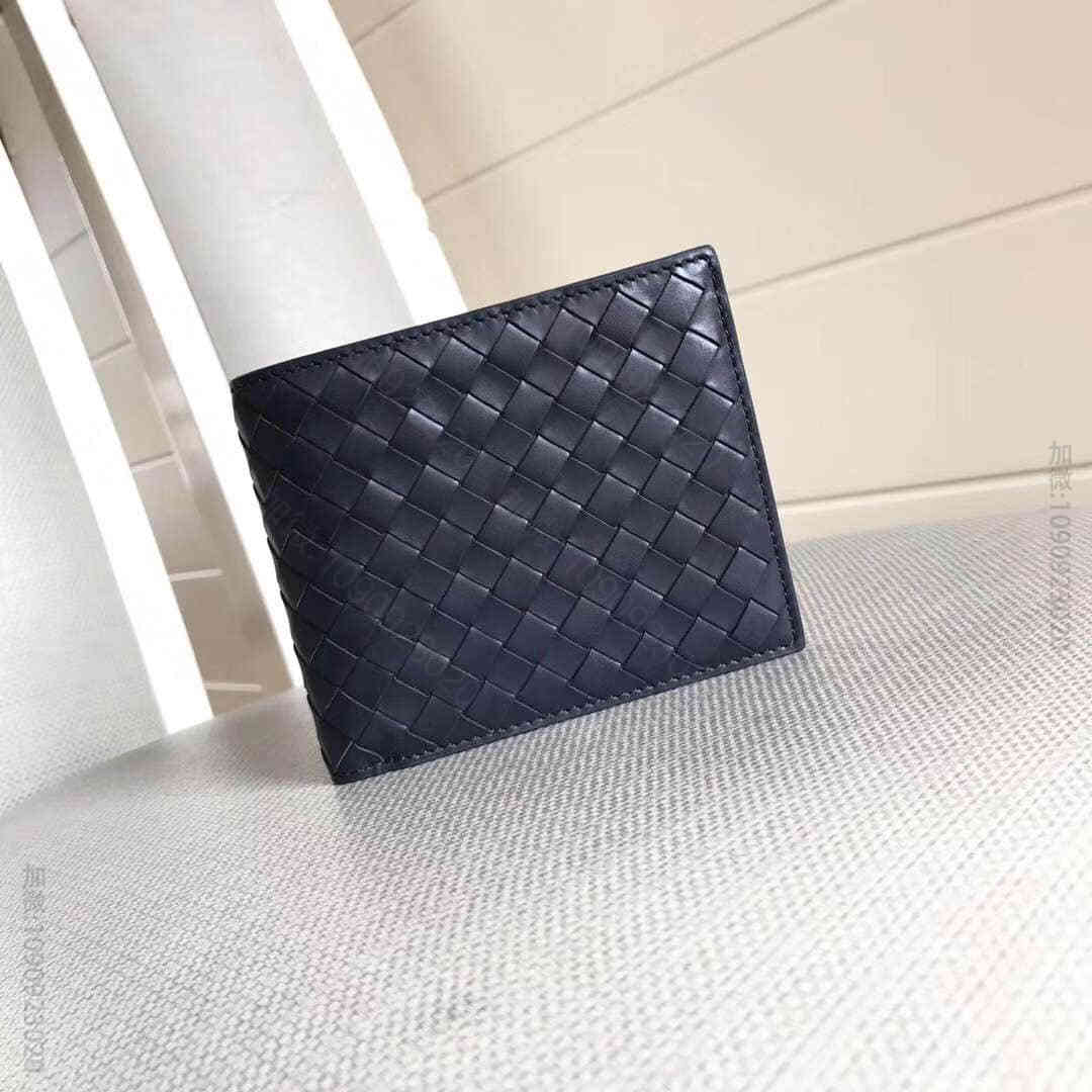 葆蝶家（BottegaVeneta）BV深兰（胎牛皮）双折男士短夹零钱袋M1...