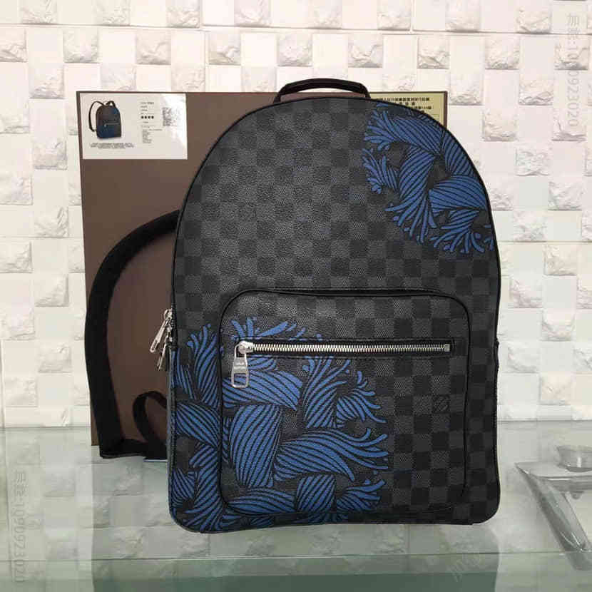 路易威登男士双肩包 LV原单 Josh男士双肩包 Damier Graphite格纹涂层帆布背包 N41712 原单路易威登双肩包