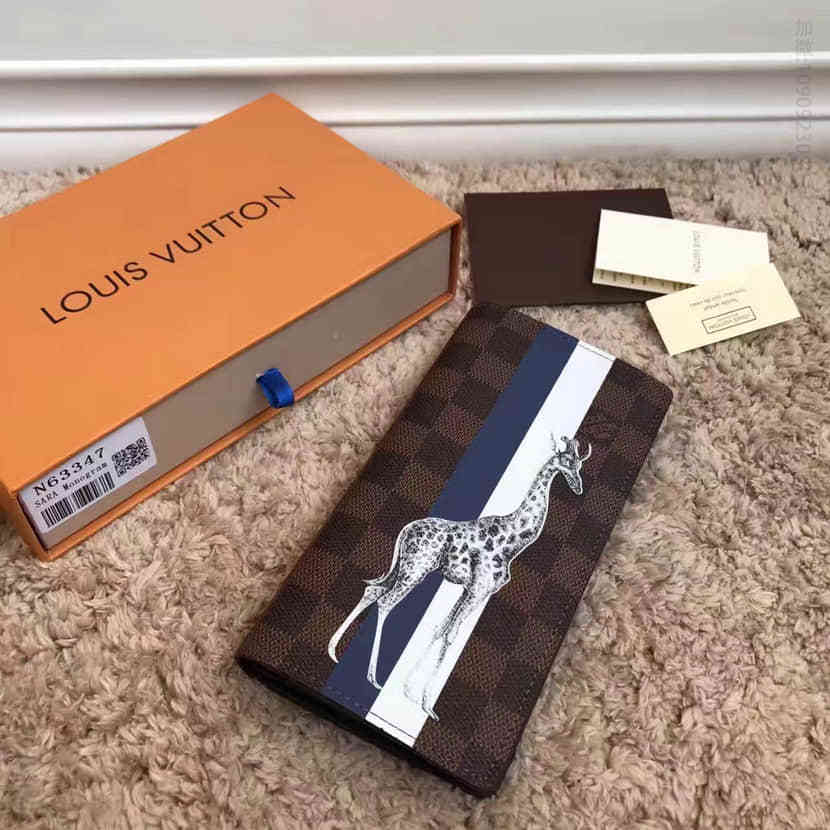 LV N63347 路易威登BRAZZA 钱夹 Damier Ebene涂层帆布 长颈鹿图案