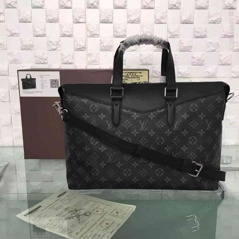 LV M40566 路易威登Explorer公文包 Monogram黑灰花纹商务包
