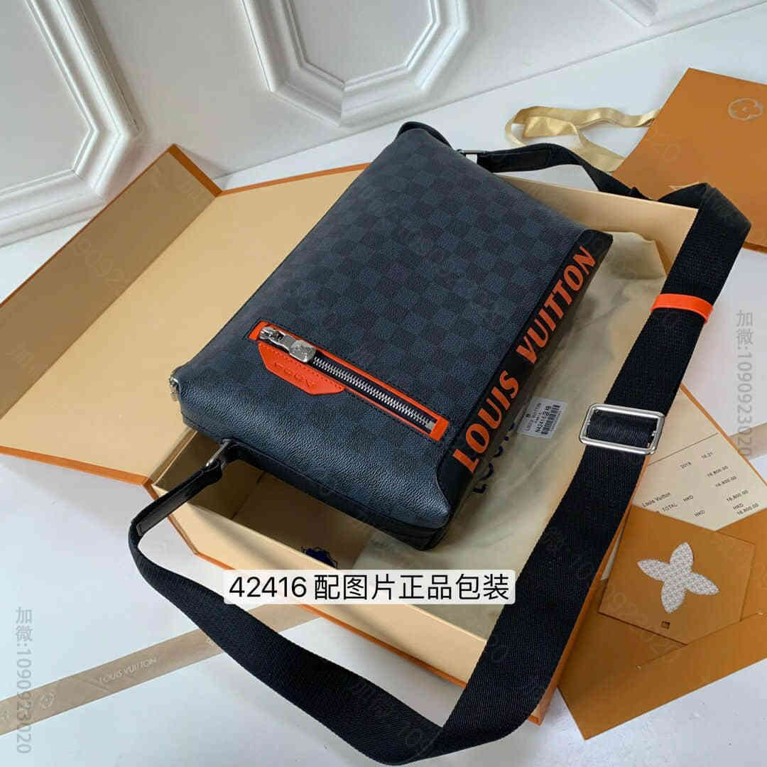 LV/路易威登 1854系列饰皮 N42416 蓝格斜挎包
