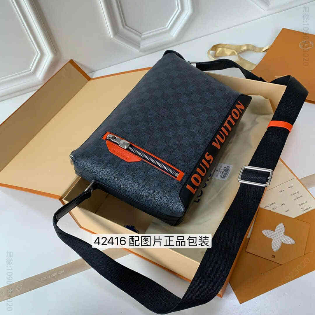 LV/路易威登 1854系列饰皮 N42416 蓝格斜挎包