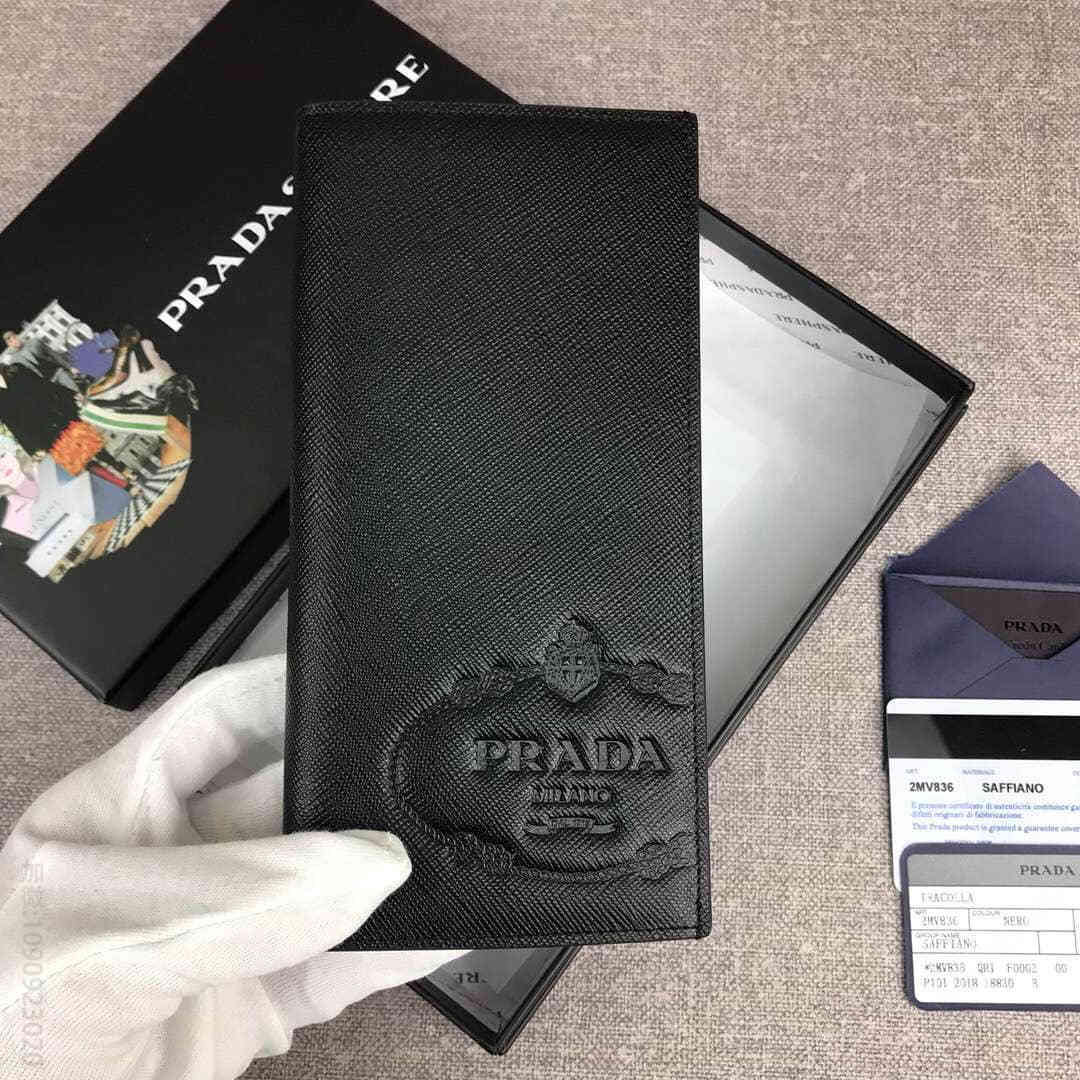 Prada普拉达最新摩登态度系列男士西装钱夹2MV836黑色压唛