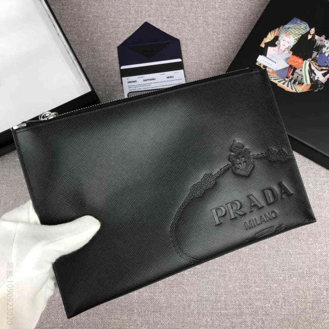 Prada普拉达最新摩登态度系列手包2NG005黑色压唛