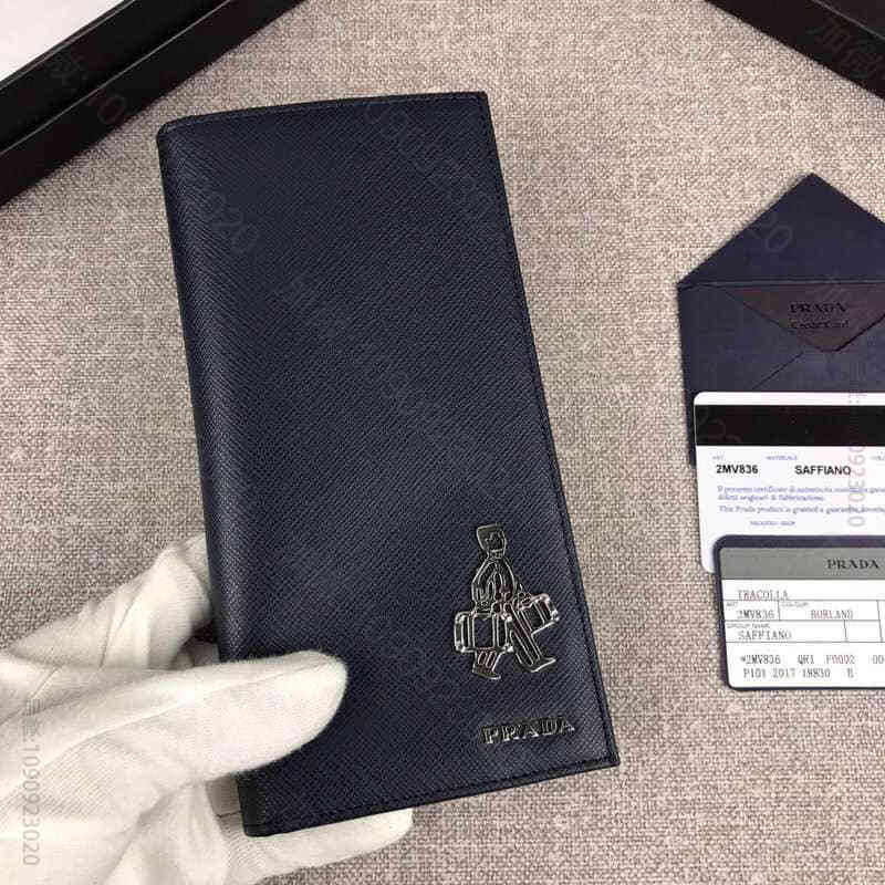 Prada普拉达男士西装夹2MV836深蓝小公仔