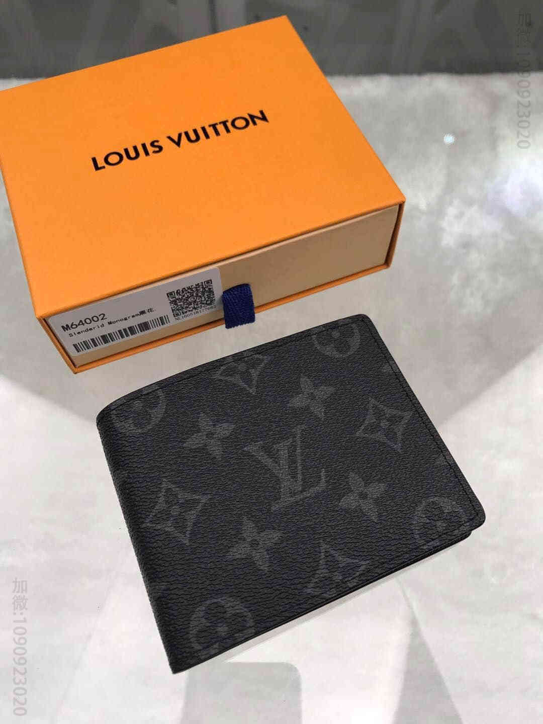 LV M64002 黑花Slender短款对折钱夹钱包