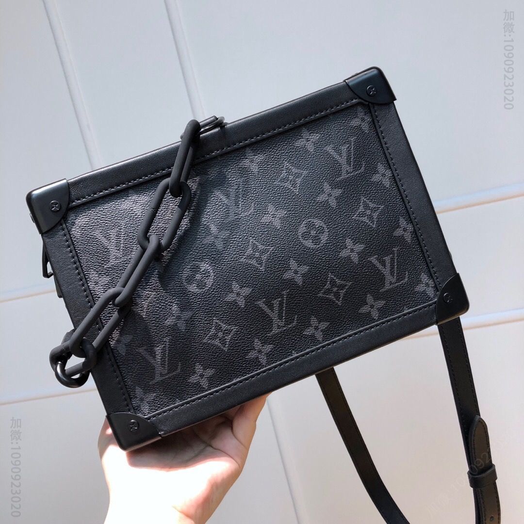 原单路易威登男士斜跨包 路易威登斜跨包 LV 黑花SOFT TRUNK手袋单肩斜挎邮差包 原单路易威登男士斜跨包 