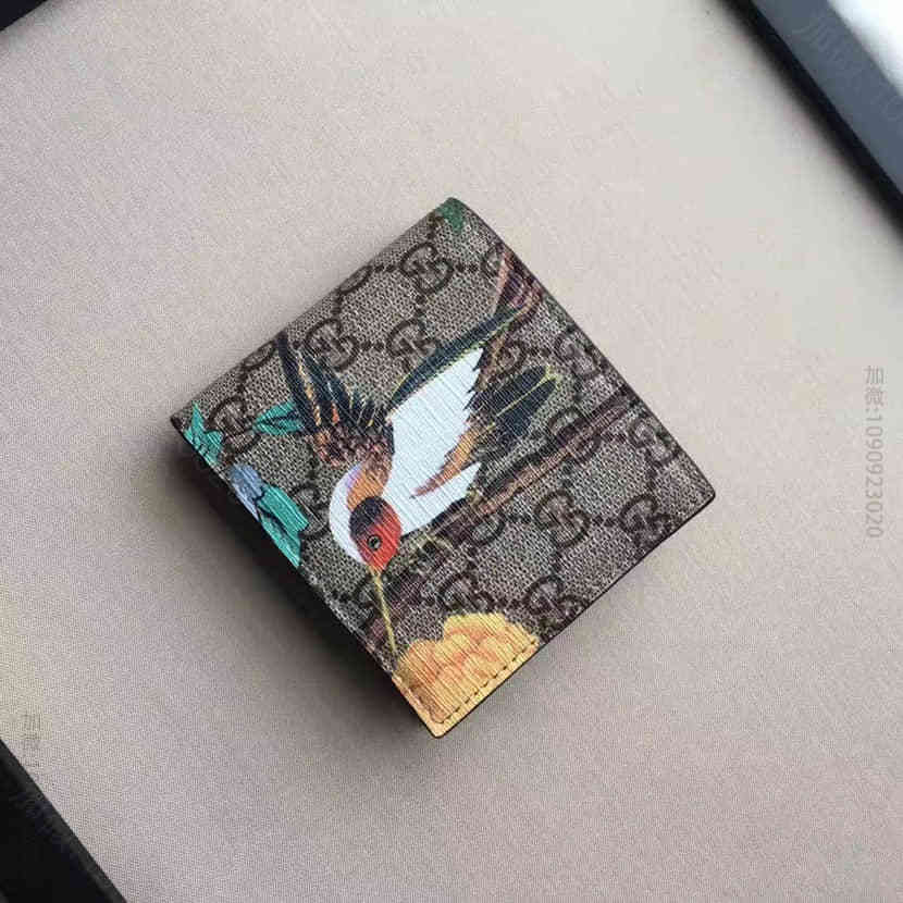 Gucci/古驰男士钱夹 专柜新款TianGG高级人造牛皮革小鸟印花皮夹钱包427008 古驰钱夹 奢品皮具网 