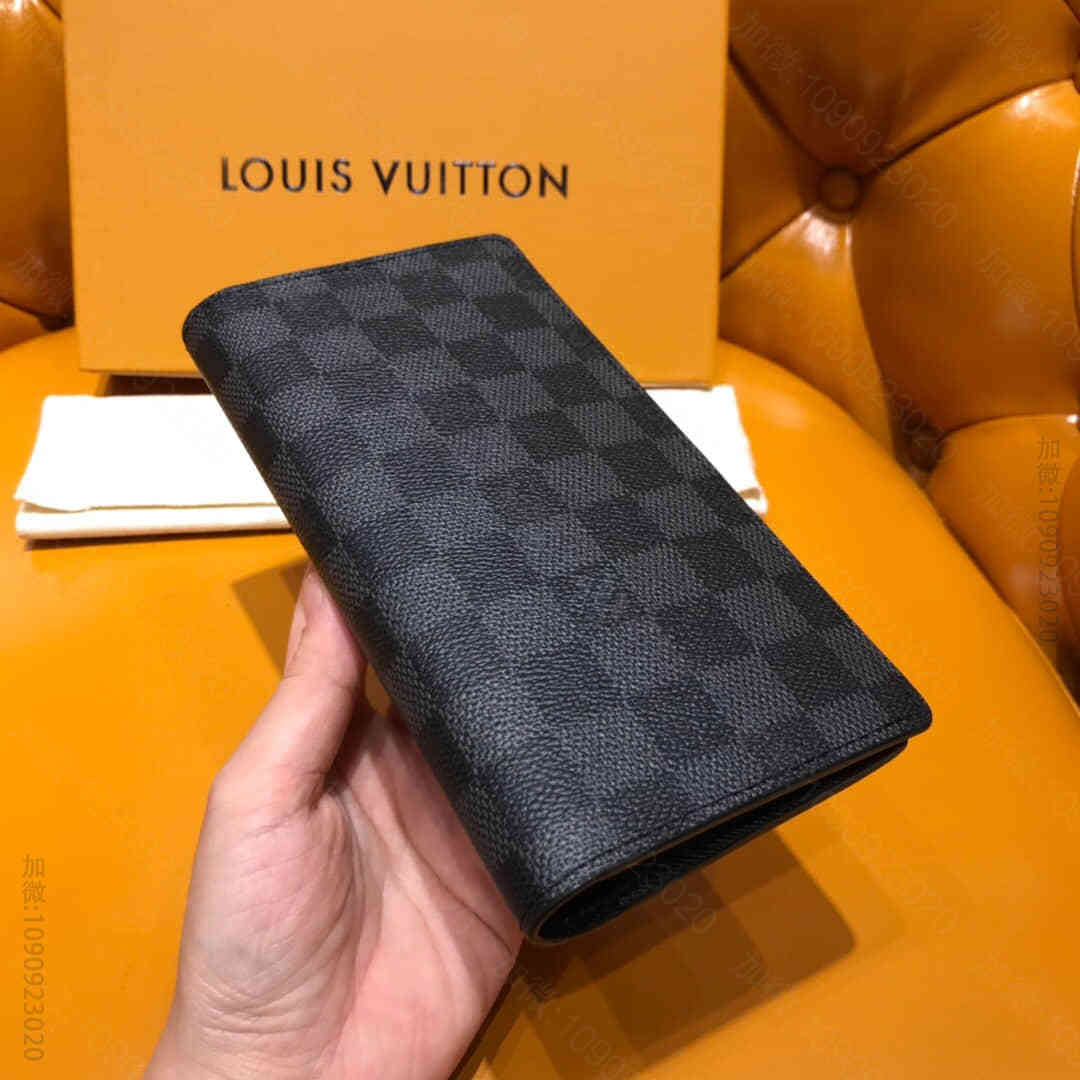 LV 黑棋盘格长款对折BRAZZA钱夹 N62665