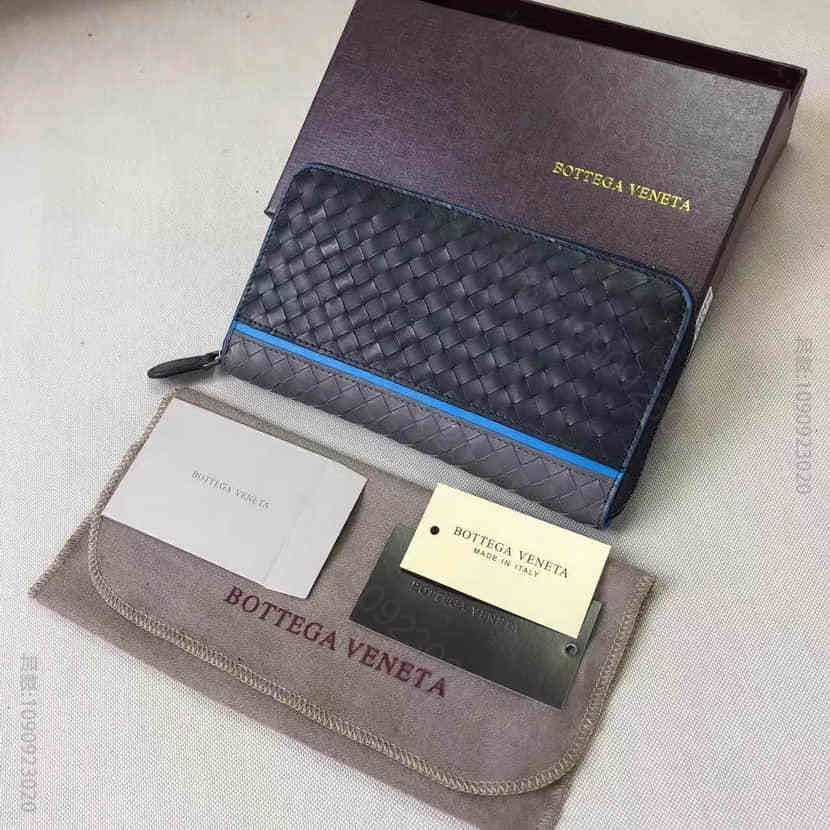 原单BottegaVeneta原厂打腊胎牛皮长款单拉链男士钱夾3002