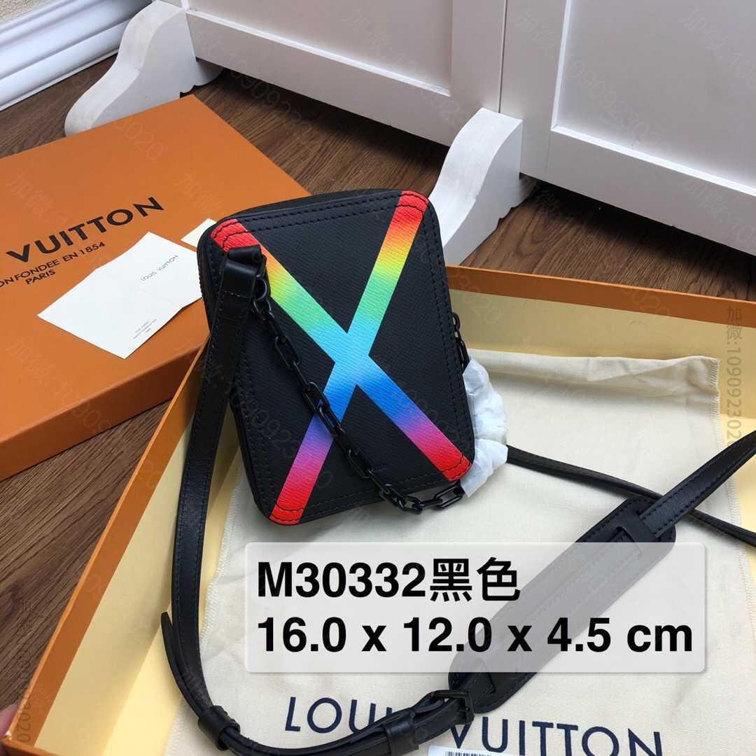 M30332_路易威登单肩包 LV 2023新款交叉彩虹条男士DANUBE邮差包 M30332 原单路易威登男士单肩包