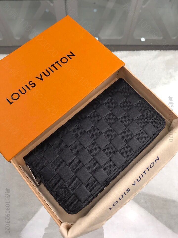 LV 拉链钱夹 N60015牛皮压格