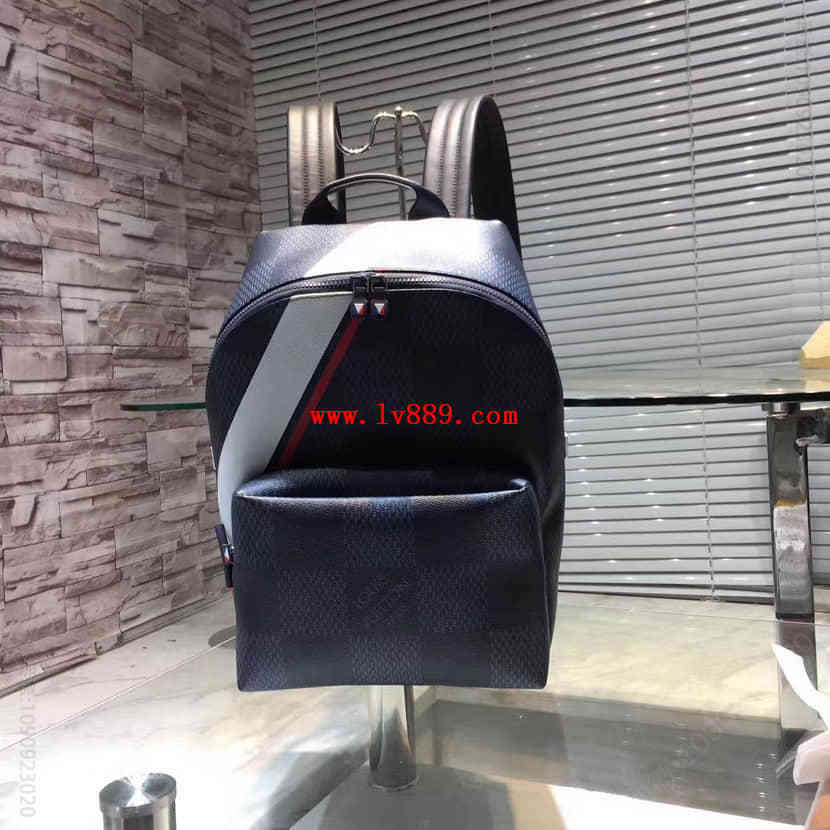 LV Apollo 双肩包 Damier Cobalt格纹线条涂层图案男士背包N44006