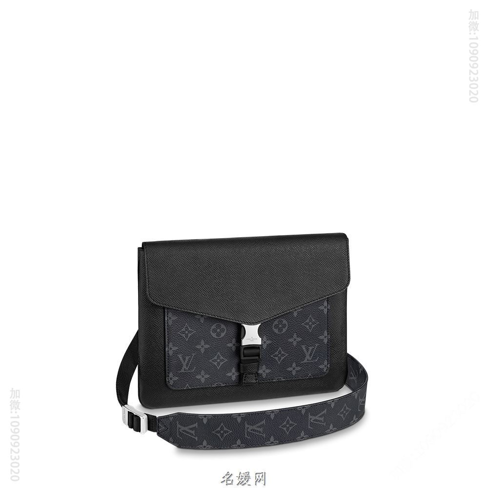 LV M30413 Taigarama系列Taiga牛皮Outdoor Flap黑色邮差包