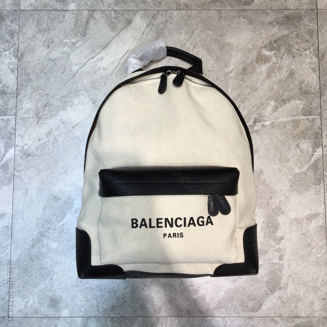 Balenciaga巴黎世家字母印花logo帆布双肩包