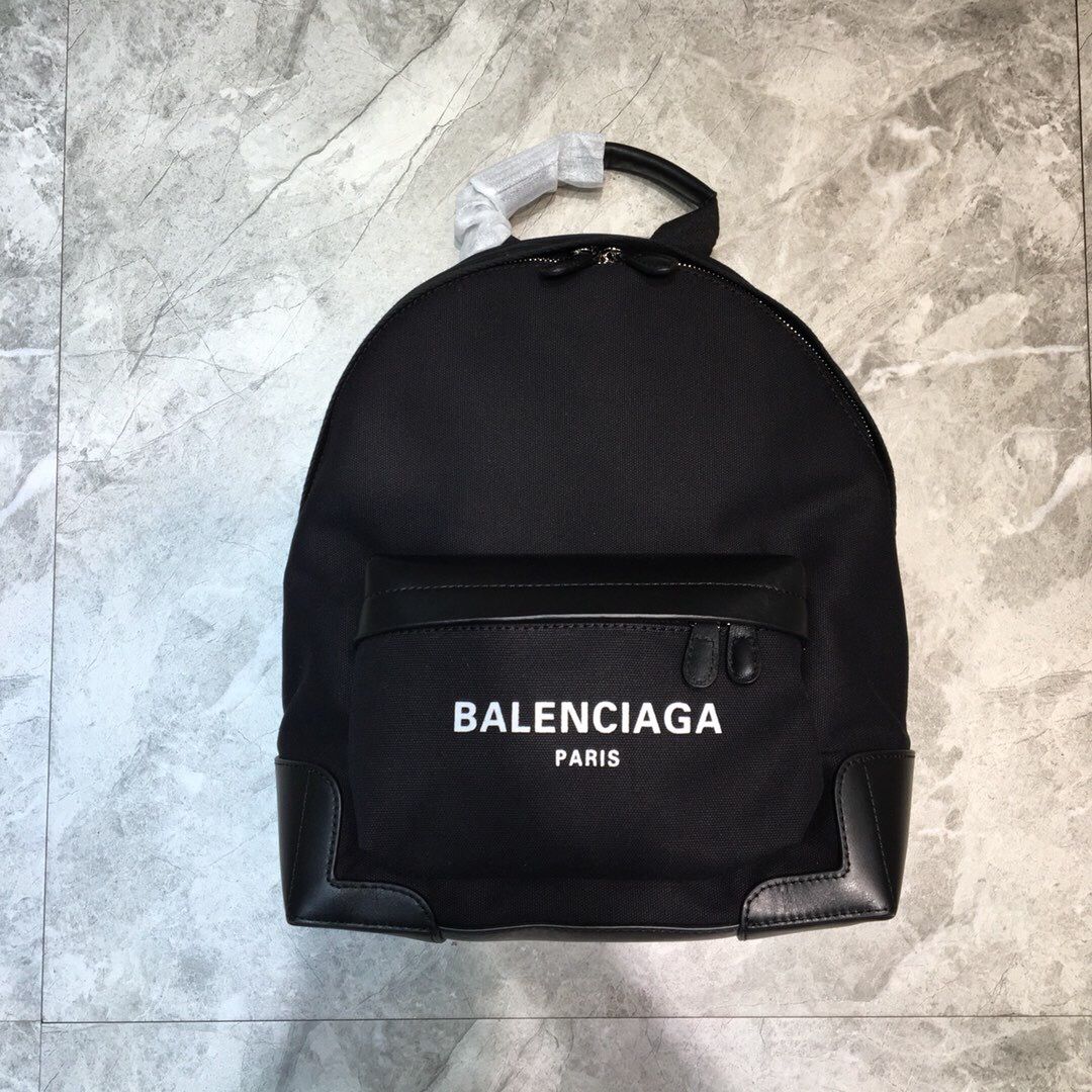 Balenciaga巴黎世家字母印花logo帆布双肩包 原单巴黎世家双肩包商城 