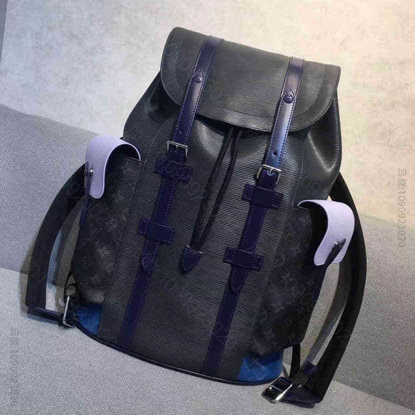 LV 2017时装秀 Supreme特别合作系列双肩包 M41709 浅蓝拼...