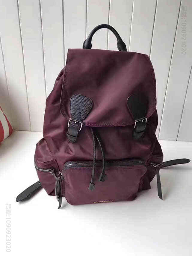BurberryTheRucksack酒红色大号尼龙布男士军旅背包40148781