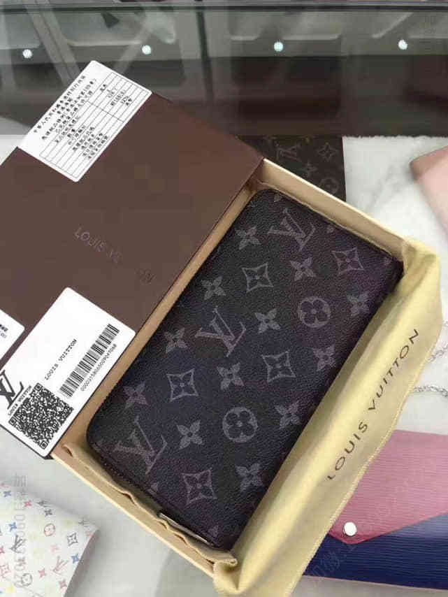 LV 藤原浩合作系列 黑灰色长款拉链钱夹 M60017闪电