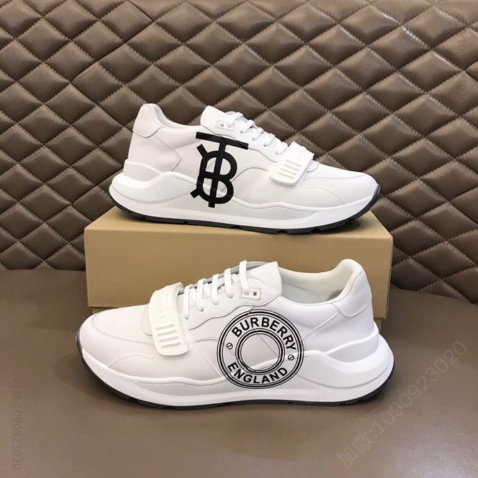 博柏利Burberry 由小牛皮和帆布拼接B家2023男士增高运动鞋