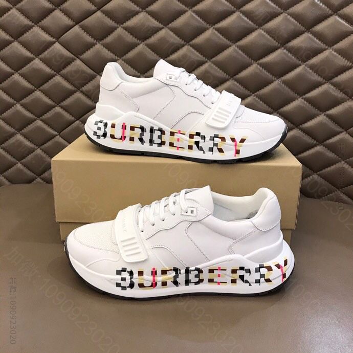 博柏利Burberry 由小牛皮和帆布拼接B家2023男士增高运动鞋