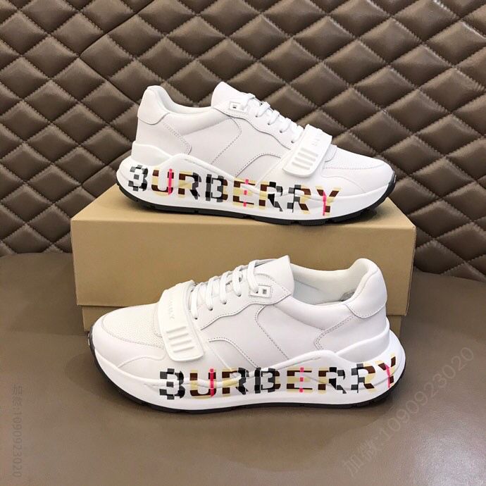博柏利Burberry 由小牛皮和帆布拼接B家2023男士增高运动鞋